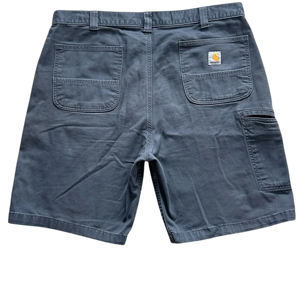 Carhartt Rugged Flex Canvas Work Shorts Mens 38 Gray Relaxed Fit Workwear
